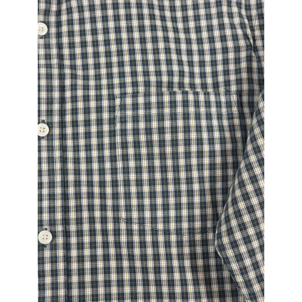 Banana Republic Mens Tailored Slim Fit Plaid Button Down Shirt Navy Yellow L